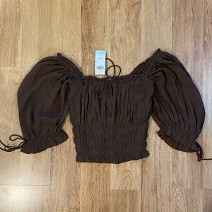 Abercrombie ruched puff sleeve top